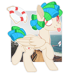 Size: 2160x2160 | Tagged: safe, artist:bittersweetcandy, artist:glowfangs, oc, oc only, oc:marco polo, pegasus, pony, base used, high res, male, ocean, oversized wings, simple background, solo, stallion, tongue out, transparent background