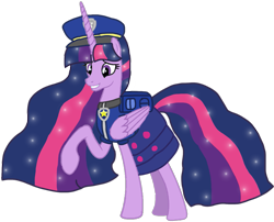 Size: 1299x1049 | Tagged: safe, alternate version, artist:徐詩珮, twilight sparkle, alicorn, pony, bubbleverse, series:sprglitemplight diary, series:sprglitemplight life jacket days, series:springshadowdrops diary, series:springshadowdrops life jacket days, g4, the last problem, alternate universe, background removed, backpack, base used, chase (paw patrol), clothes, cute, dress, ethereal mane, eyelashes, female, grin, hat, mare, next generation, older, older twilight, older twilight sparkle (alicorn), paw patrol, paw prints, princess twilight 2.0, raised hoof, simple background, smiling, solo, starry mane, transparent background, twilight sparkle (alicorn), ultimate twilight