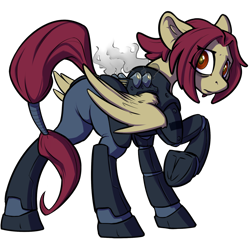 Size: 1200x1200 | Tagged: safe, artist:kalemon, oc, oc only, oc:ember flare, pegasus, pony, fallout equestria, armor, enclave, enclave armor, female, mare, mutant, simple background, solo, transparent background