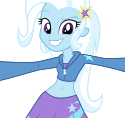 Size: 1280x1201 | Tagged: safe, artist:ponyalfonso, trixie, equestria girls, g4, belly button, clothes, cropped hoodie, female, midriff, short shirt, simple background, skirt, solo, sports bra, transparent background, vector