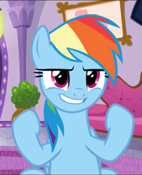 Size: 589x728 | Tagged: safe, screencap, rainbow dash, pony, deep tissue memories, g4, my little pony: friendship is forever, confident, cropped, female, flexing, smiling, solo