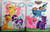 Size: 1182x748 | Tagged: safe, artist:kabukihomewood, applejack, fluttershy, pinkie pie, rainbow dash, rarity, twilight sparkle, earth pony, pegasus, pony, unicorn, g4, airbrush, clothes, cloud, female, flying, irl, mane six, mare, one eye closed, open mouth, photo, raised hoof, shirt, sitting, smiling, sparkles, sweatshirt, traditional art, unicorn twilight, wink