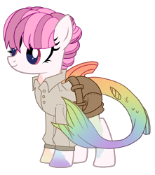 Size: 1926x2180 | Tagged: safe, artist:rukemon, oc, oc only, oc:prism marine, pony, sea pony, clothes, commission, eyeshadow, female, makeup, mare, markings, shirt, shorts, simple background, solo, transparent background