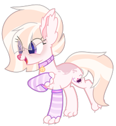 Size: 1281x1397 | Tagged: safe, artist:rukemon, oc, oc only, oc:sugary treat, cat, cat pony, original species, pony, bell, bell collar, cat bell, clothes, collar, commission, ear fluff, female, mare, open mouth, raised hoof, raised leg, simple background, socks, solo, striped socks, transparent background