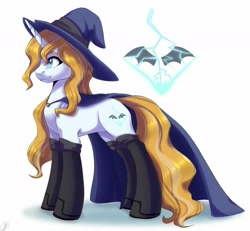 Size: 1280x1181 | Tagged: safe, artist:tigra0118, oc, oc only, pony, unicorn, artwork, cape, clothes, commission, digital art, female, hat, mare, ponified, solo, witch hat