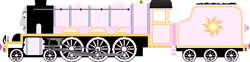 Size: 910x225 | Tagged: safe, artist:jedirhydon101st, princess celestia, g4, inanimate tf, locomotive, solo, thomas the tank engine, train, trainified, transformation