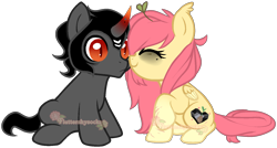Size: 1506x810 | Tagged: safe, artist:skulifuck, king sombra, oc, oc:shy sprout, pegasus, pony, unicorn, g4, bags under eyes, base used, boop, canon x oc, colt, female, filly, male, mare, pegasus oc, raised hoof, simple background, sitting, stallion, straight, transparent background, wide eyes, wings, younger