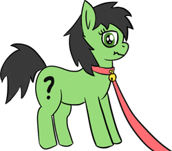 Size: 2393x2092 | Tagged: safe, artist:poniidesu, oc, oc only, oc:filly anon, earth pony, pony, bell, bell collar, cat bell, collar, female, filly, high res, leash, pet play, pony pet, scrunchy face, simple background, solo, transparent background