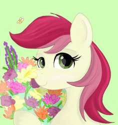 Size: 918x973 | Tagged: safe, artist:rainbowfoxxy, roseluck, bee, insect, pony, g4, female, flower, mare, solo