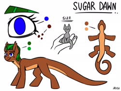 Size: 2272x1702 | Tagged: safe, artist:lrusu, oc, oc only, oc:sugar dawn, alp-luachra, original species, pony, blue eyes, commission, female, freckles, ponified, reference sheet, smiling, smiling at you