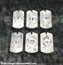 Size: 839x862 | Tagged: safe, artist:silverslinger, gallus, ocellus, sandbar, silverstream, smolder, yona, g4, craft, cute, diaocelles, diastreamies, gallabetes, irl, jewelry, pendant, photo, sandabetes, smolderbetes, student six, yonadorable