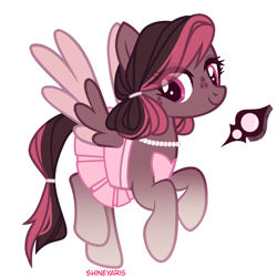 Size: 2000x2000 | Tagged: safe, artist:shineyaris, oc, oc only, oc:velvet mudslide, pegasus, pony, clothes, dress, female, high res, jewelry, mare, necklace, pearl necklace, pegasus oc, simple background, solo, white background, wings
