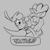 Size: 1948x1948 | Tagged: safe, artist:shelbysmol, paprika (tfh), velvet (tfh), alpaca, deer, reindeer, them's fightin' herds, cloven hooves, community related, doe, duo, female, forced kiss, gray background, grayscale, heart eyes, kiss on the lips, kissing, lesbian, monochrome, one sided shipping, remake, ship:velverika, shipping, shipping denied, simple background, speech bubble, that alpaca sure does love kisses, velvet is not amused, wide eyes, wingding eyes