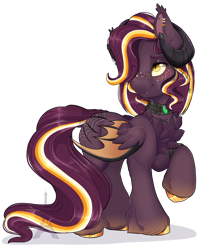 Size: 1920x2352 | Tagged: safe, artist:pvrii, oc, oc only, oc:samhain, pegasus, pony, female, horns, mare, simple background, solo, transparent background