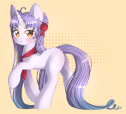 Size: 2000x1805 | Tagged: safe, artist:adostume, oc, oc only, pony, unicorn, blushing, bow, cute, digital art, eyes open, female, horn, mare, simple background, solo