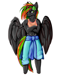 Size: 1070x1300 | Tagged: safe, artist:chillyfish, oc, oc only, pegasus, anthro, clothes, crossed arms, female, goggles, pegasus oc, simple background, solo, transparent background, wings