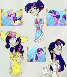 Size: 2857x3288 | Tagged: safe, artist:citi, screencap, twilight sparkle, human, unicorn, friendship is magic, g4, alternate hairstyle, clothes, dress, gem saddle twilight, high res, humanized, not poofy enough, outfit, puffy sleeves, scene interpretation, screencap reference, too yellow, traditional art, unicorn twilight