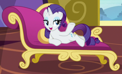 Size: 786x478 | Tagged: safe, screencap, rarity, pony, dragon dropped, g4, cropped, fainting couch, female, solo, twilight's castle
