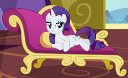 Size: 781x478 | Tagged: safe, screencap, rarity, pony, dragon dropped, g4, cropped, fainting couch, female, solo, twilight's castle