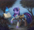 Size: 1322x1200 | Tagged: safe, artist:asimos, twilight sparkle, pony, unicorn, g4, book, boots, bush, clothes, ear piercing, female, jewelry, magic, mare, piercing, raised hoof, ring, scenery, shoes, solo, tail, tail ring, tail wrap, tree, unicorn twilight