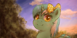 Size: 4000x2000 | Tagged: safe, artist:plotcore, lyra heartstrings, pony, unicorn, g4, 4chan, blushing, bow, colored, cute, detailed background, drawthread, female, hair bow, looking at you, lyrabetes, mare