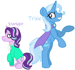 Size: 1228x1156 | Tagged: safe, artist:1313jaysong1313, starlight glimmer, trixie, g4, clothes, cosplay, costume, female, headcanon, siblings, sisters, undertale