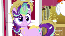 Size: 1280x720 | Tagged: safe, screencap, starlight glimmer, bird, chicken, pony, unicorn, g4, harvesting memories, my little pony: friendship is forever, animated, blushing, cute, daaaaaaaaaaaw, dhx is trying to murder us, female, gif, glimmerbetes, looking at you, mare, solo
