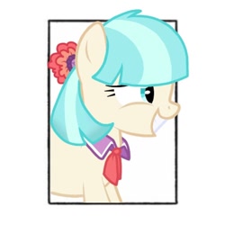 Size: 768x768 | Tagged: safe, alternate version, artist:emeriss96, coco pommel, earth pony, pony, g4, bust, eyelashes, female, grin, mare, simple background, smiling, solo, white background