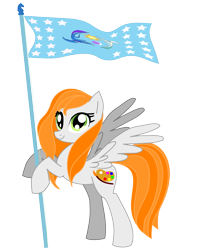 Size: 1208x1499 | Tagged: safe, artist:agdistis, oc, oc only, oc:ginger peach, pegasus, pony, /mlp/, butt, drawthread, flag of equestria, green eyes, orange hair, pegasus oc, plot, simple background, solo, transparent background, wings