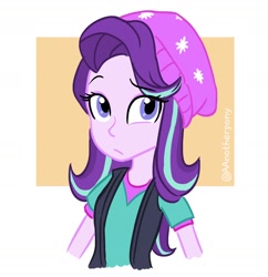 Size: 1628x1680 | Tagged: safe, artist:aanotherpony, starlight glimmer, equestria girls, equestria girls specials, g4, mirror magic, beanie, confused, female, hat, looking at you, solo