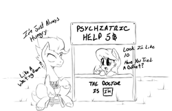 Size: 1598x1036 | Tagged: safe, artist:alazak, oc, oc:moonphase, oc:smiley, monster pony, pony, body horror, chest mouth, female, implied cannibalism, male, peanuts (comic)