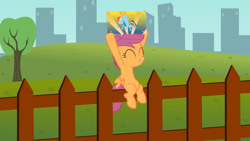 Size: 1246x701 | Tagged: safe, artist:agrol, rainbow dash, scootaloo, pegasus, pony, everypony plays sports games, g4, art, cheering, cute, cutealoo, female, fence, filly, mare, tree