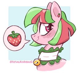 Size: 1080x1033 | Tagged: safe, artist:virtualkidavenue, oc, oc only, pony, bust, food, solo, strawberry