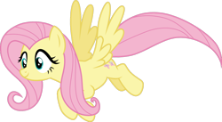 Size: 1280x700 | Tagged: safe, artist:cloudy glow, fluttershy, pegasus, pony, g4, growing up is hard to do, .ai available, female, flying, mare, simple background, solo, transparent background, vector