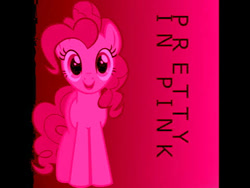 Size: 480x360 | Tagged: safe, pinkie pie, earth pony, pony, g4, female, looking at you, mare, pink background, pretty in pink, simple background, smiling, solo
