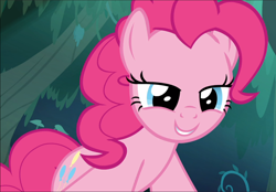 Size: 1350x939 | Tagged: safe, screencap, pinkie pie, pony, g4, the mean 6, cropped, cute, diapinkes, female, lidded eyes, smiling, smirk, solo