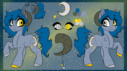 Size: 3840x2160 | Tagged: safe, artist:missclaypony, oc, oc only, earth pony, pony, female, high res, horns, mare, reference sheet, solo