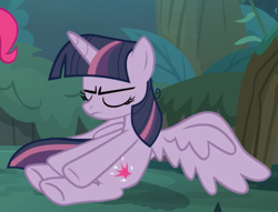Size: 766x584 | Tagged: safe, screencap, mean twilight sparkle, pony, g4, the mean 6, cropped, eyes closed, female, lying down, solo, spread wings, wings