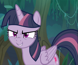 Size: 1133x937 | Tagged: safe, screencap, mean twilight sparkle, pony, g4, the mean 6, cropped, evil grin, female, grin, nose wrinkle, smiling, solo