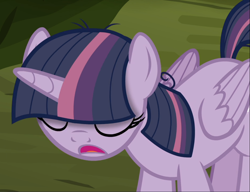 Size: 1222x938 | Tagged: safe, screencap, mean twilight sparkle, pony, g4, the mean 6, cropped, eyes closed, female, head down, open mouth, solo