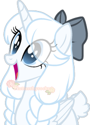 Size: 655x907 | Tagged: safe, artist:skulifuck, oc, oc only, alicorn, pony, alicorn oc, base used, bow, braid, eye clipping through hair, eyelashes, female, hair bow, horn, mare, open mouth, simple background, solo, transparent background, watermark, wings