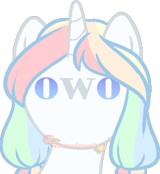 Size: 406x441 | Tagged: safe, artist:skulifuck, oc, oc only, pony, unicorn, base used, bust, horn, multicolored hair, owo, rainbow hair, simple background, solo, transparent background, unicorn oc, watermark