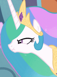 Size: 288x387 | Tagged: safe, artist:forgalorga, princess celestia, alicorn, pony, g4, :t, angry, animated, celestia is not amused, cropped, cute, cutelestia, female, flowing mane, frown, glare, glaring daggers, madorable, mare, puffy cheeks, scrunchy face, solo