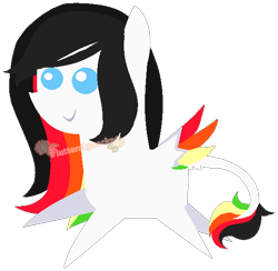 Size: 572x558 | Tagged: safe, artist:skulifuck, oc, oc only, pegasus, pony, base used, female, mare, multicolored hair, pegasus oc, pointy ponies, rainbow hair, simple background, smiling, solo, transparent background, watermark, wings