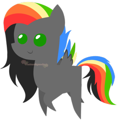 Size: 732x759 | Tagged: safe, artist:skulifuck, oc, oc only, pegasus, pony, base used, multicolored hair, pegasus oc, pointy ponies, rainbow hair, raised hoof, simple background, smiling, solo, transparent background, wings