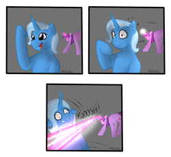 Size: 2356x2156 | Tagged: safe, artist:mikeyboo, trixie, twilight sparkle, alicorn, pony, unicorn, g4, attempted murder, blast, comic, dodge, fight, high res, magic, magic beam, magic blast, request, twilight sparkle (alicorn), underhoof