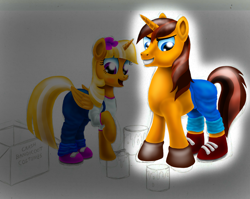Size: 2997x2381 | Tagged: safe, artist:jac59col, shining armor, twilight sparkle, g4, brother and sister, clothes, coco bandicoot, costume, crash bandicoot, crash bandicoot (series), female, high res, male, siblings