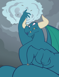 Size: 850x1100 | Tagged: safe, artist:queencold, dragon lord torch, oc, oc:sconce, dragon, g4, abuse, baby, baby dragon, baby torch, cloud, dark comedy, dragoness, female, male, mother and child, mother and son, spanking, younger