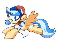 Size: 3900x3000 | Tagged: safe, artist:coaldustthestrange, oc, oc only, oc:easy breezy, pegasus, pony, midair pony fair, aviator goggles, aviator hat, clothes, female, flying, freckles, goggles, hat, high res, mare, pegasus oc, pigtails, scarf, simple background, smiling, solo, spread wings, transparent background, wings