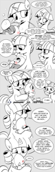 Size: 960x2996 | Tagged: safe, artist:mamatwilightsparkle, spike, twilight sparkle, twilight velvet, dragon, pony, unicorn, tumblr:mama twilight sparkle, g4, anger born of worry, angry, baby, baby spike, bath, comic, dialogue, diaper, diaper change, drying, holding in hooves, hug, mama twilight, monochrome, offended, sick, tumblr, younger